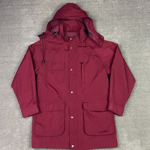 Vintage Eddie Bauer Mountain Parka Utility Jacket Men's Medium Burgundy Red - Picture 1 of 10